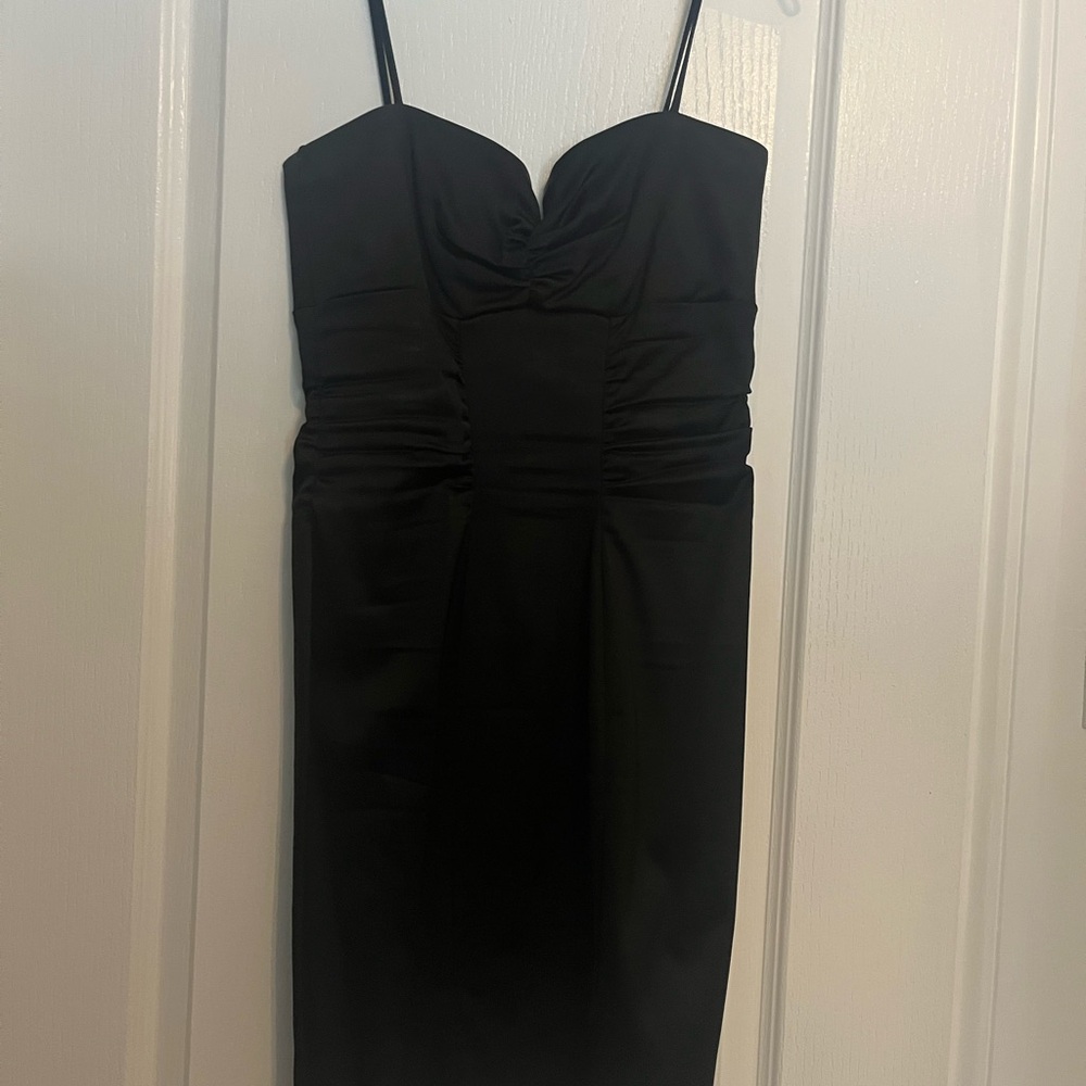 Xscape Black Ruched Sheath Cocktail Dress